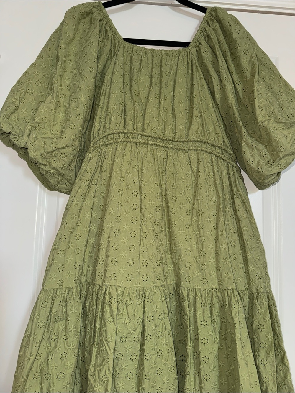 Ivy City Co Olive Green Eyelet Dress with Pink Label - Picture 5 of 6